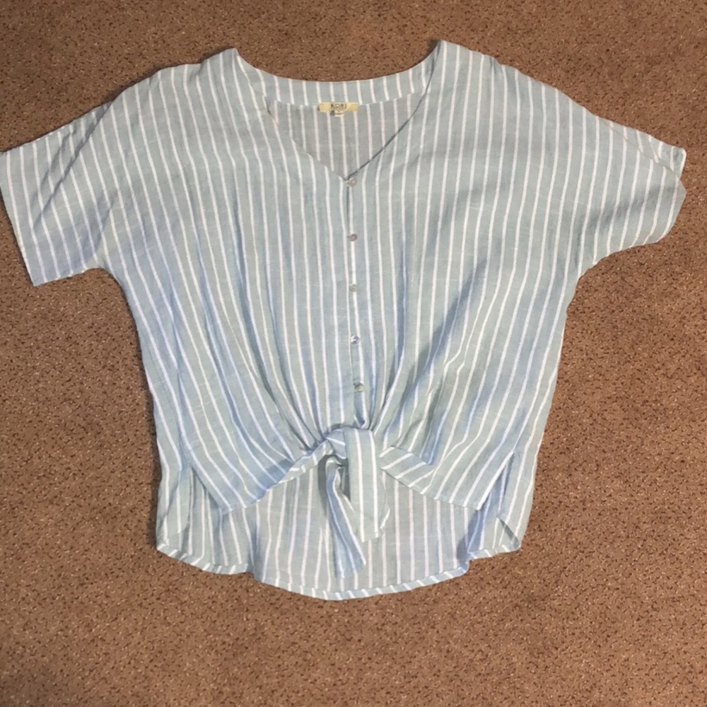 Sea green striped tie top
